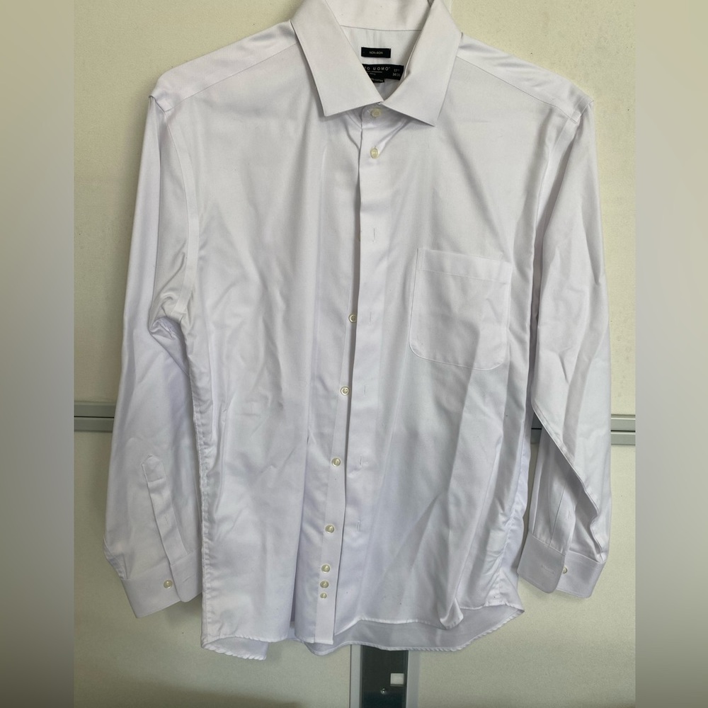 Men’s long sleeve slim fit white button up